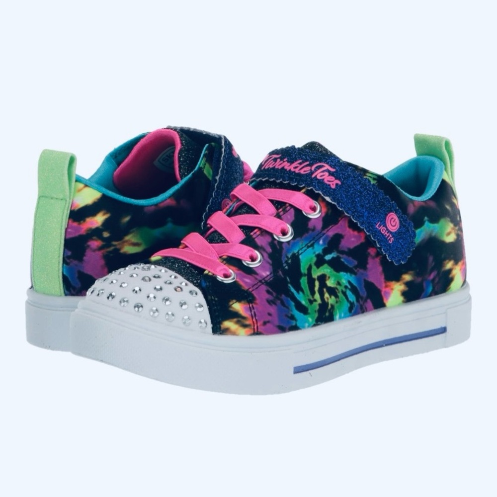Twinkle Toes By Skechers Toddler 7 Tie-Dye Light-Up Glitter & Rhinestone Shoes